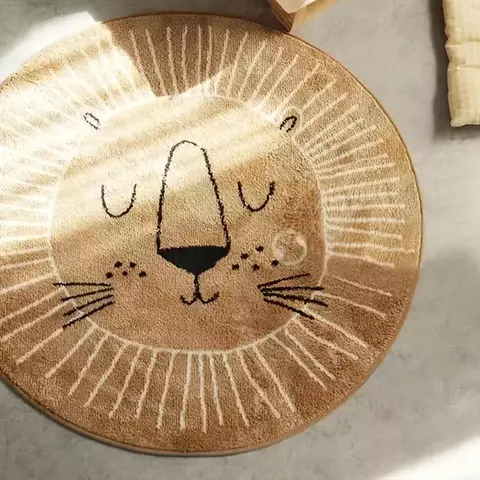 Tapete Infantil Leãozinho Nórdico – Conforto e Estilo para o Quarto do Bebê 140x140cm - comprar online