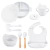 Kit de Silicone Prato Talheres Babador com Tampa e Ventosa (8 peças) - Pezinhos Web Artigos Infantis
