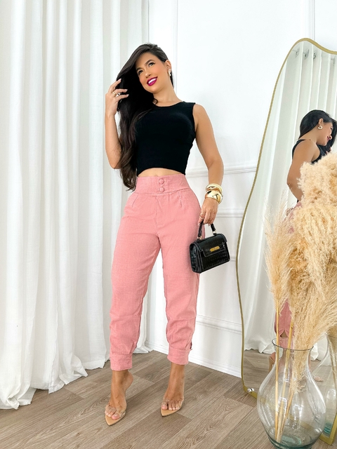 7132 Conjunto Tricot Modal/Calça de Linho