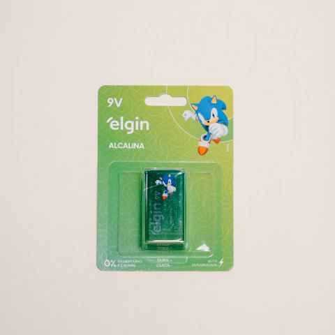 Bateria 9V elgin Alcalina