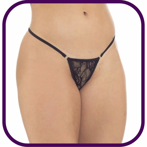 Calcinha Fio Dental de Renda Rebecca Preta