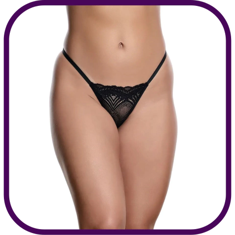 Calcinha Fio Dental em Renda com Regulagem Preta - comprar online
