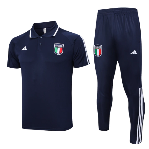 Kit Camisa Polo e Calça Itália 2023 - Treino Masculino - Azul