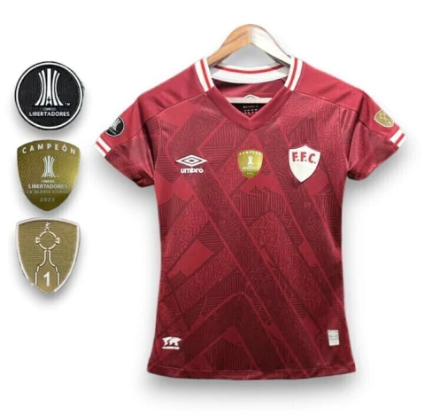 Camisa Fluminense 2022 Patchs Libertadores - Torcedor Feminina - Grená