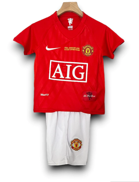 Kit Infantil Manchester United 2007/08 Retrô - Vermelha