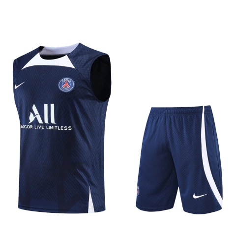 Kit Regata de Treino Paris Saint Germain (PSG) 2022 Masculino - Azul