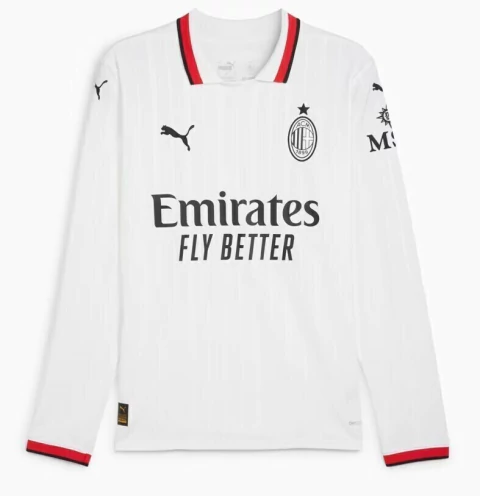 Camisa Milan 2024/25 Manga Longa Masculina - Branca