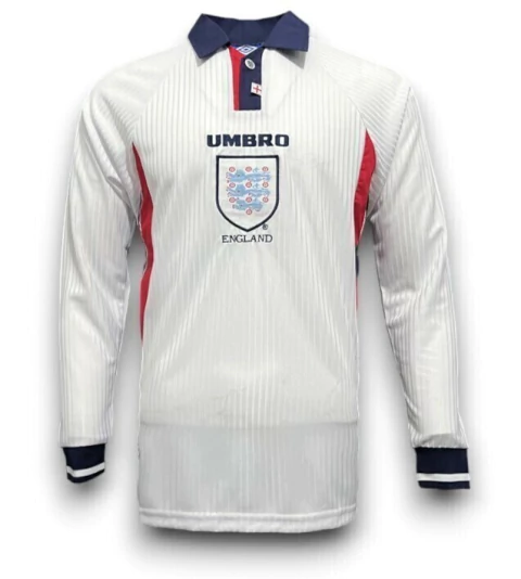 Camisa Inglaterra - 1998 - Manga Longa - Retro Masculino - Branca