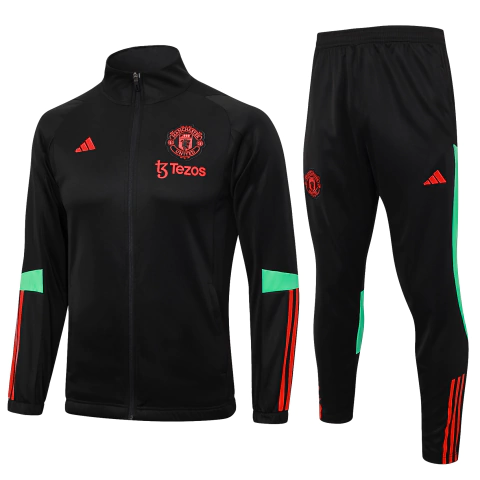 Conjunto Jaqueta Manchester United 2023 Treino Adidas - Preta
