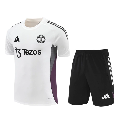 Kit Manchester United 2025/26 Camisa e Short Treino Masculino - Branco e Roxo - comprar online