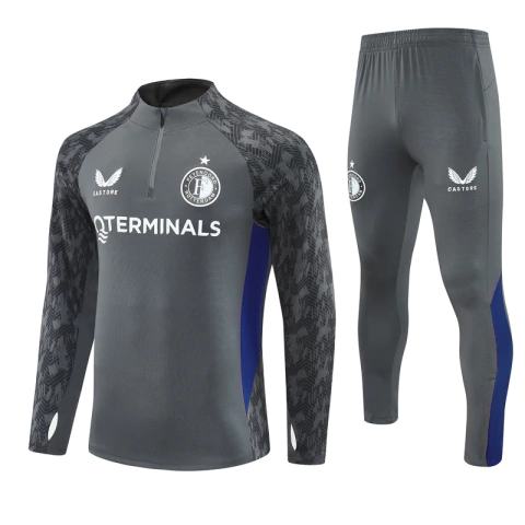 Conjunto Blusão Feyenoord Rotterdam 2025/26 - Treino Masculino - Cinza Escuro - comprar online