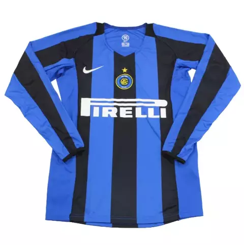 Camisa Inter De Milão 2004/05 - Retrô Masculina - Manga Longa - Azul Preta - comprar online
