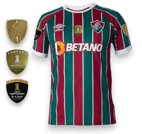 Camisa Fluminense I 2023 Patchs Libertadores - Torcedor Masculina - Tricolor