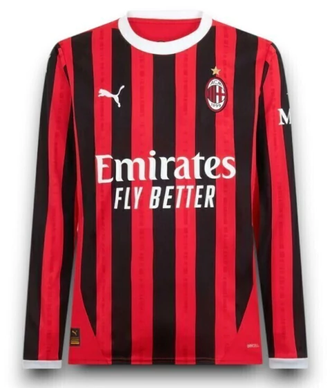 Camisa Milan 2024/25 Manga Longa Masculina - Vermelha