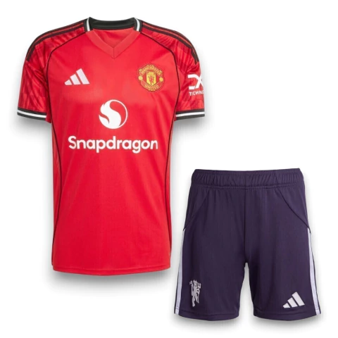 Kit Manchester United 2025/26 Camisa e Short de Jogo - Torcedor Masculino - Vermelho - Roxo - comprar online