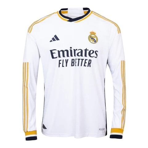 Camisa Real Madrid I 2023 Manga Longa Masculina - Branca