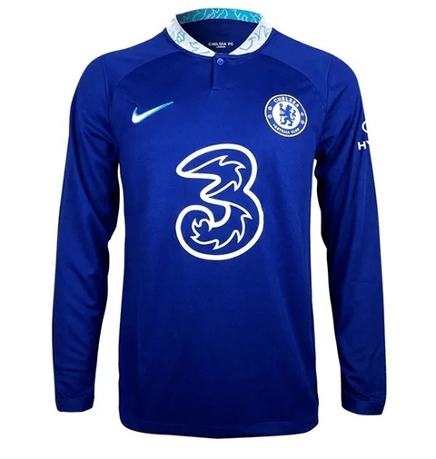 Camisa Chelsea 2022/23 Manga Longa Masculina - Azul