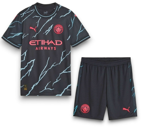 Kit Infantil Manchester City III 2023/24 - Preto
