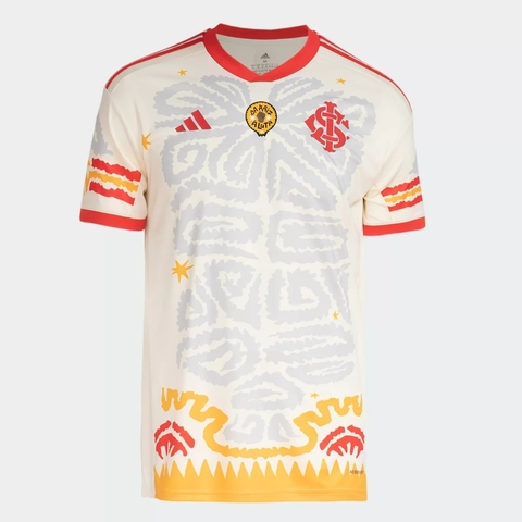 Camisa Internacional 2023/24 Consciência Negra - Torcedor Masculina - Bege e Vermelha