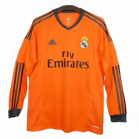 Camisa Real Madrid 2013/14 Retrô - Manga longa Masculina - Laranja