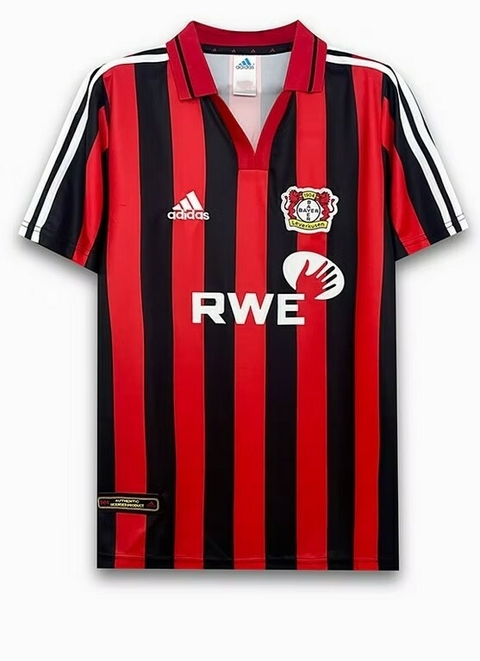 Camisa Bayer 04 Leverkusen 2001/02 - Retrô Masculino - Vermelha Preta - comprar online