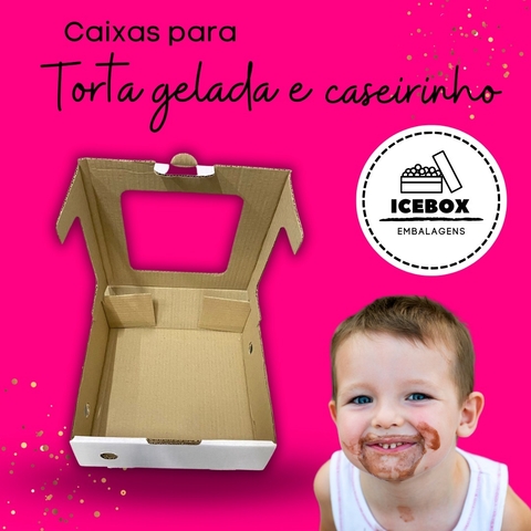Caixa 25x25x9 cm - Torta Gelada, Caseirinho - Ideal para Cakeboard de até 25cm