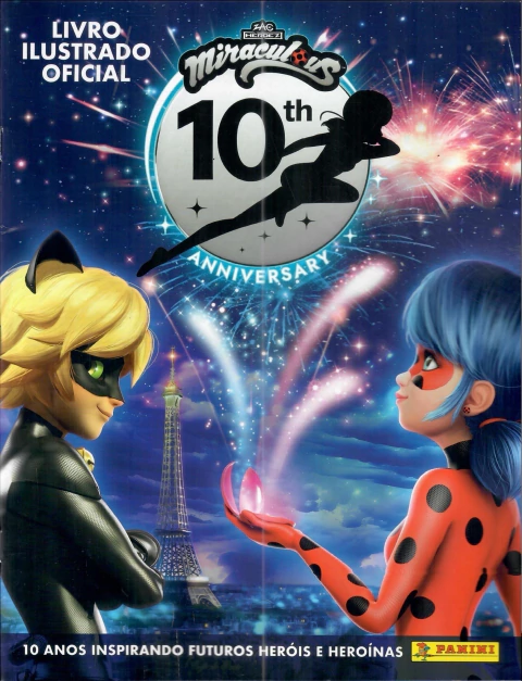 Álbum de Figurinhas - Miraculous 10 Anos + 10 Envelopes (50 Figurinhas)
