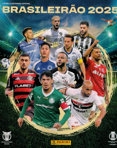 Álbum de Figurinhas - Brasileirão 2025 + 10 Envelopes (50 Figurinhas)