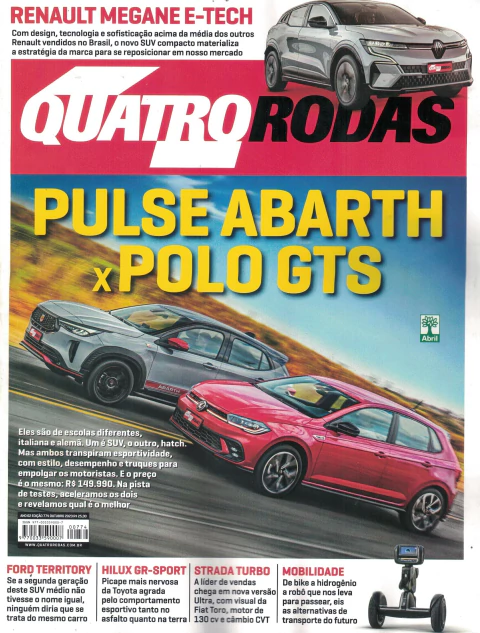 Quatro Rodas Nº 774 - Pulse Abarth x Polo GTS / Renault Megane E-Tech / Ford Territory / Hilux GR-Sport / Starda Turbo