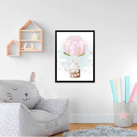 Quadro Baloon Watercolor Coelha