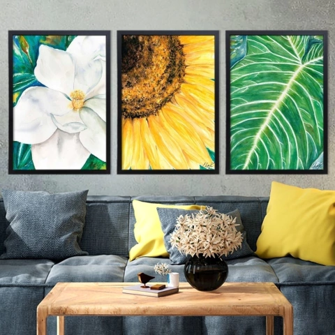 Kit 3 Quadros Aquarela Handmade