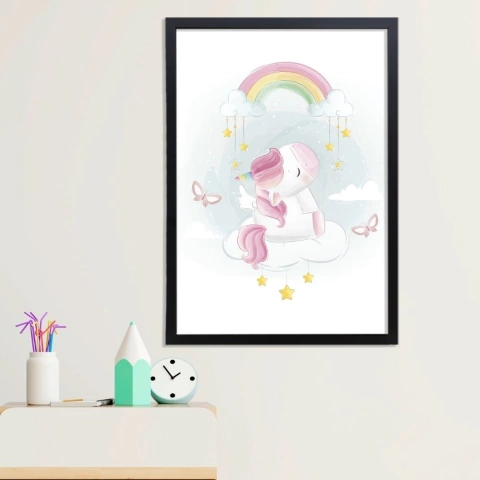 Quadro Unicórnio nas Nuvens