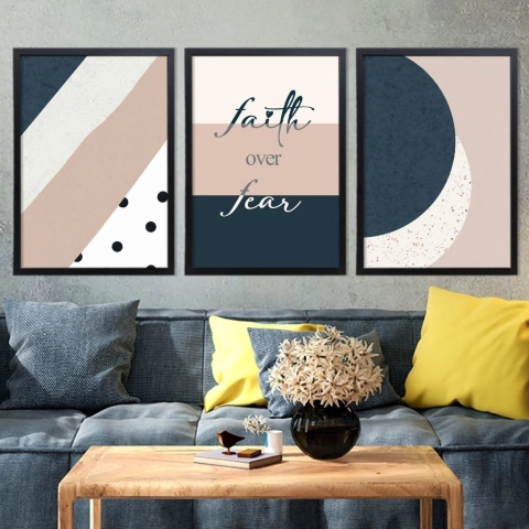 Kit 3 Quadros Fé Sobre o Medo