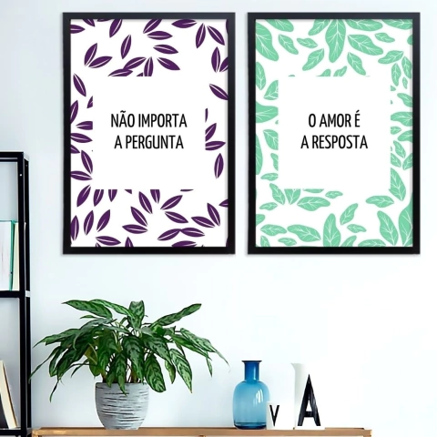 Conjunto de 2 Quadros O Amor  a Resposta