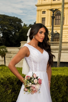 Vestido de Noiva Longo Minimalista Tule - REF6 - comprar online