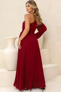 Vestido de Festa Longo Manga Nula Plissado em 5 Cores - REF1720 na internet