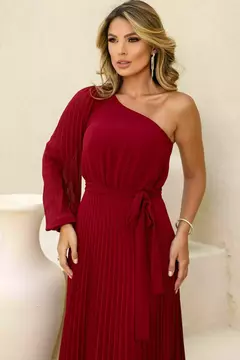 Vestido de Festa Longo Manga Nula Plissado em 5 Cores - REF1720 - Vitrine da Shei | Vestidos de Noiva e Festa