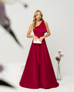 Vestido de Festa Longo Manga Nula Acetinado em 8 Cores - REF 1170