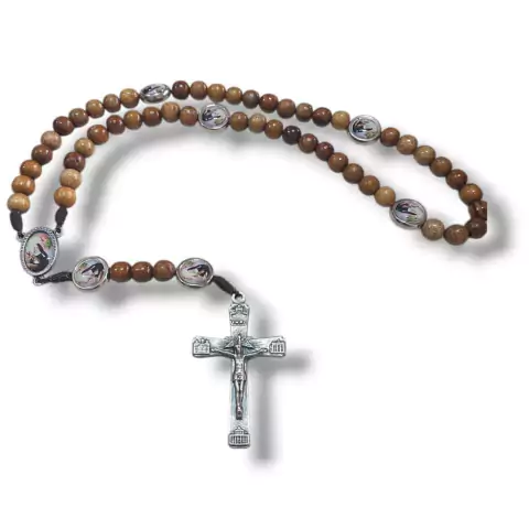 Terço Santa Rita Madeira Sem Nó Medalhas Resinadas