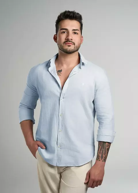 CAMISA LINHO MARSELHA AZUL CLARO