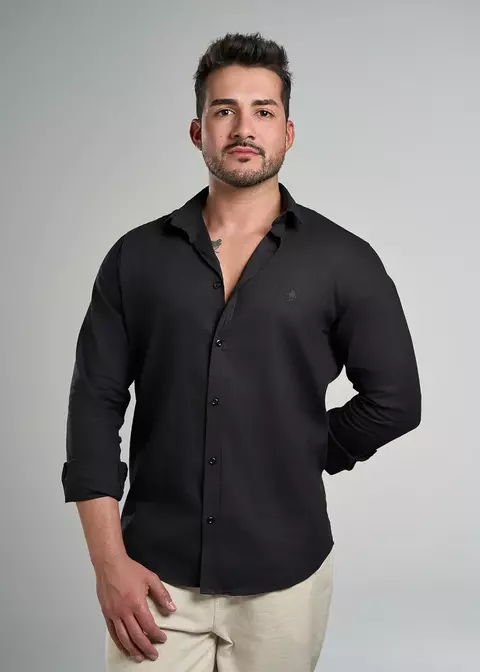 CAMISA LINHO E VISCOSE SAINT-TROPEZ PRETA