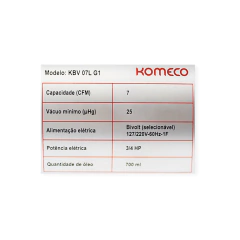 Bomba de Vácuo KBV 07L G1 – 07CFM - 0702460003