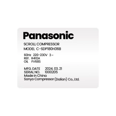 Compressor 60.000 Btu/h,220/60/3F R410A Panasonic C-SDP180H36B Scroll - 05500099  - Peça para ar condicionado - Qualipeças