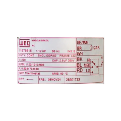 Motor Eletrico ED AC 1/12CV 230/1/50 - 25901733 - Peça para ar condicionado - Qualipeças