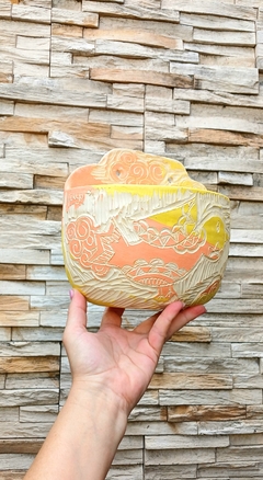 MACETA DE PARED AGUAMANIL ARTESANAL ESGRAFIADO / PIEZAS UNICAS - TIENEN DRENAJE - NO INCLUYE PLANTAS / DISEÑO A ELECCION SEGUN DISPONIBILIDAD