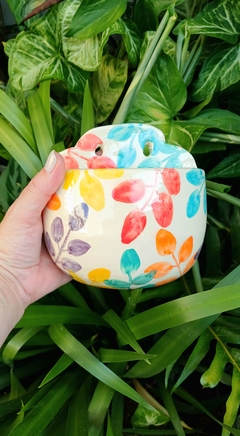 MACETAS DE PARED AGUAMANILES DISEÑO DE HOJAS MULTICOLORES HERMOSAS!! / PIEZAS ARTESANALES - TIENEN DRENAJE - PRECIO POR UNIDAD - comprar online