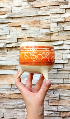 MACETAS CON PATITAS DISEÑO GUARDA BICOLOR CON BURBUJITAS Y CARACOLITOS / TIENEN DRENAJE / PIEZAS ARTESANALES - PRECIO POR UNIDAD - comprar online