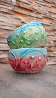 MACETAS CUENCOS FILIGRANA COMBINADAS - PIEZAS ARTESANALES / TIENEN DRENAJE - ELECION DE COLOR SEGUN DISPONIBILIDAD / PRECIO POR UNIDAD - Alquimia Botanica de Autor