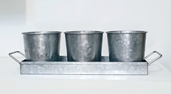 SET DE 3 PORTA-MACETAS + BANDEJA / METALICO / VALOR POR EL CONJUNTO / NO INCLUYE PLANTAS - comprar online