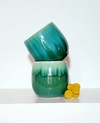 MACETAS CON ESMALTES VERDE ESMERALDA FUSIONADOS DIVINOS/ TIENEN DRENAJE / PRECIO POR UNIDAD